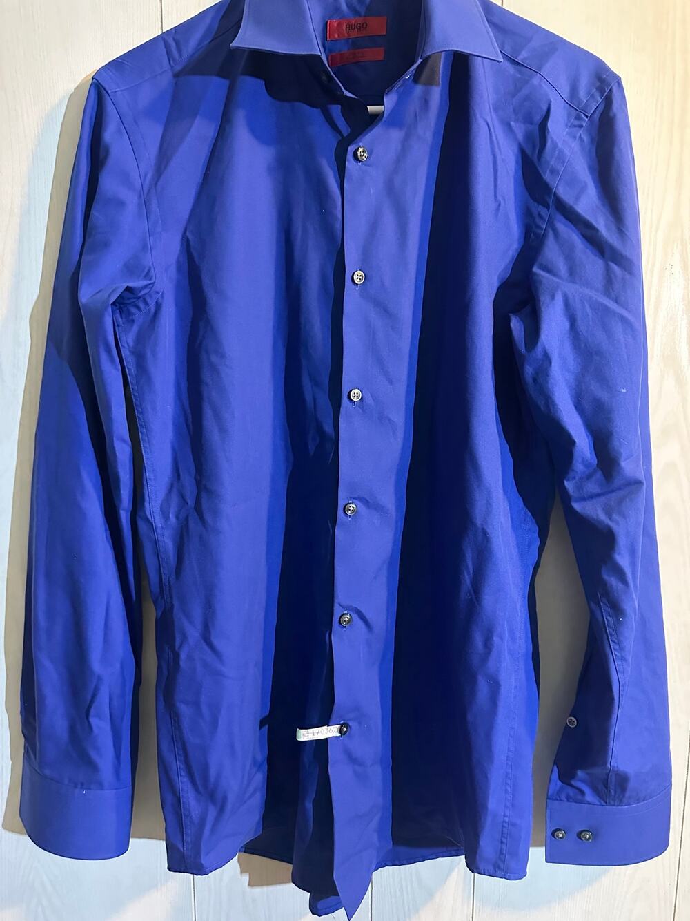 HUGO Hugo Boss Dress Shirt Mens Medium Slim Fit Royal Blue Easy Iron Long Sleeve